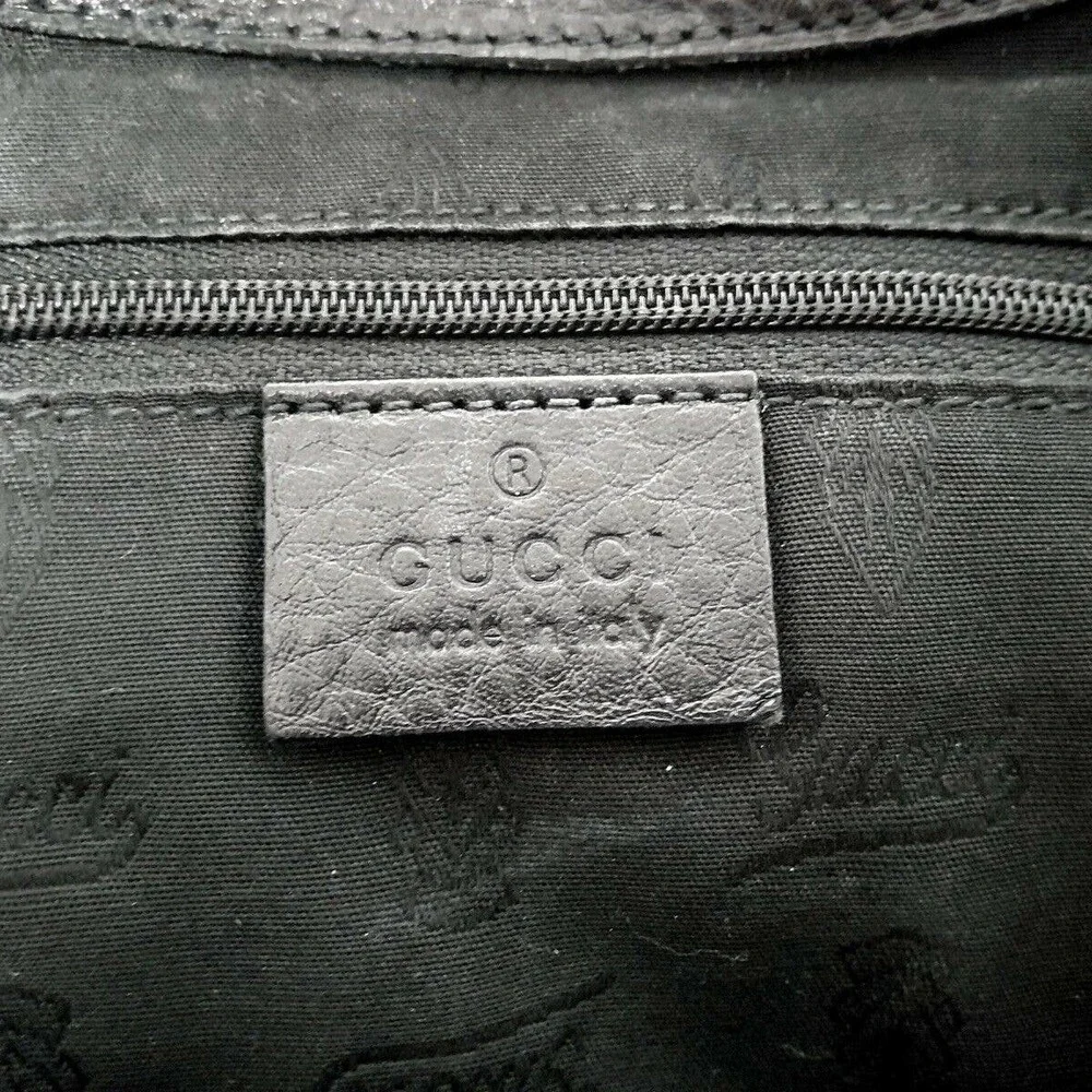 Gucci Black Embossed Leather Shoulder Bag with Gold Hardware - Picture 7 of 9